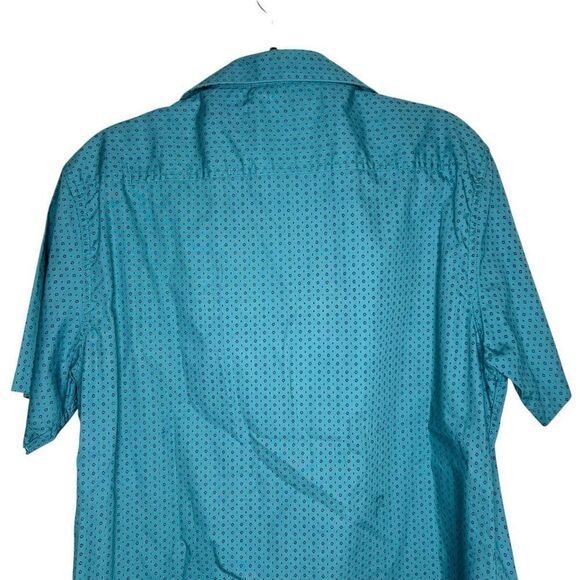 Level Ten Men’s XL Button-Up Shirt Teal Blue Geometric Print 100% Cotton Casual - Picture 11 of 13